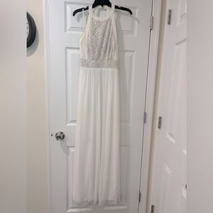 Blondie Nites Stacy Sklar White Lace Floral Sparkle Prom Dress 9